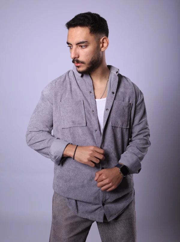 Qatifa Gray Ribbed shirt