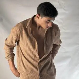 Brown Cotton Tides Shirt